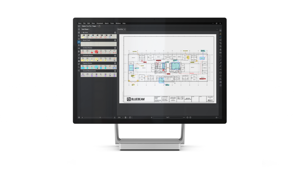 Bluebeam on a Computer Screen - Project Handover